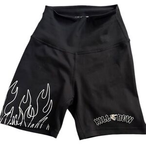 KILL CREW SCRUNCH FLAMES BIKER SHORTS - BLACK / WHITE